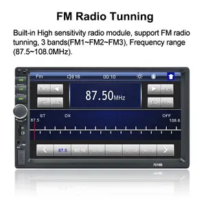 Radio con GPS para coche, reproductor de vídeo con cámara de visión trasera, 7 pulgadas, HD, LCD, pantalla táctil, BT, 2 Din, Audio estéreo, 7018B