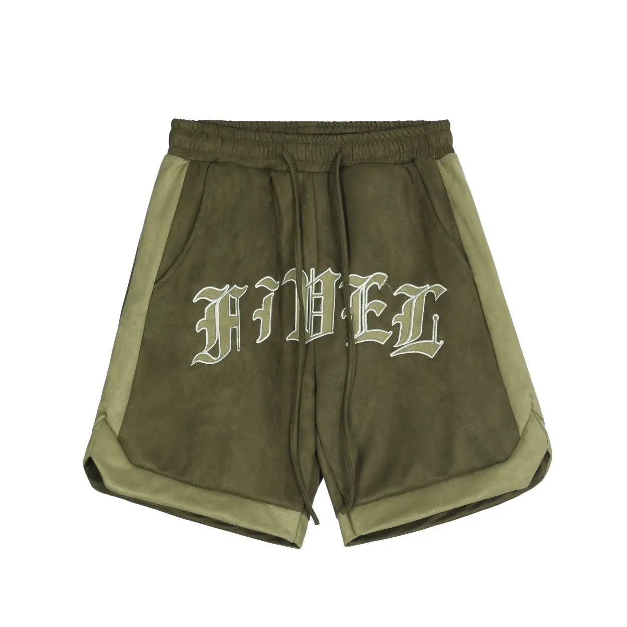Custom Suede Fabric Heavyweight Shorts Premium Embroidered Color Block Shorts Men's Gothic Letters Shorts