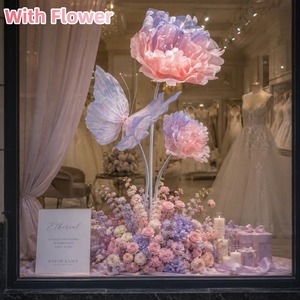 Installation florale géante élégante et noble en soie dégradée, pivoine et papillon, pour mariage, bord de piscine, aménagement extérieur - Product Image 5