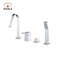 Robinet de baignoire en laiton Koala FS143254 à montage sur pont, 4 trous, avec douchette à main, finition chromée, monocommande, style traditionnel, vente en gros