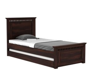 Lit simple en bois de sheesham massif de qualité supérieure avec lit gigogne intégré, finition noyer miel naturel, collection prix de gros - Product Image 6