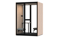 Cabine de bureau insonorisée en bois moderne Comine M pour 3-4 personnes, cabine de réunion privée avec panneau acoustique PET pour immeuble de bureaux, entrepôt