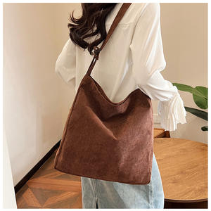 Borsa a tracolla Vintage <span class=keywords><strong>Chic</strong></span> <span class=keywords><strong>Casual</strong></span> da <span class=keywords><strong>donna</strong></span> tinta unita in velluto a coste Boho borsa da viaggio per Shopping Eco Friendly personalizzata all'ingrosso - Product Image 5