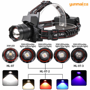 Lampe frontale LED rechargeable 2000 mAh, bandeau réglable, double source lumineuse, affichage numérique ultraviolet, zoom longue portée - Product Image 3