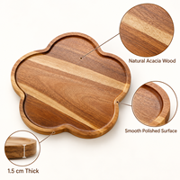 Plateau en bois créatif pour servir des aliments, des fruits, des collations, des gadgets de service, plateau de rangement alimentaire en acacia, plateau de service en gros