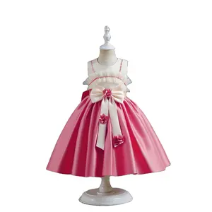 Elegante arco princesa vestido de graduación para niña fiesta mancha flor niña vestido niño encantador bebé niña cumpleaños banquete vestido para 2Tses