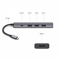 5 in 1 USB C Hub Multiport Adapter 4K 100W PD Pengisian Cepat Tipe C Docking Station untuk MacBook iPad Steam Deck PS5 Xbox Laptop