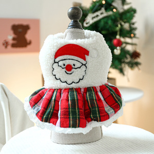 Vêtements <span class=keywords><strong>pour</strong></span> chiens et chats en gros en usine-Robe d'hiver en coton épaissie et doublée de polaire, Halloween et Noël Père Noël - Product Image 3