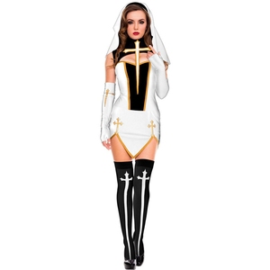 ZHEZHE mujer <span class=keywords><strong>Sexy</strong></span> monja Cosplay disfraz Adulto Purim carnaval Halloween fantasía disfraz - Product Image 2
