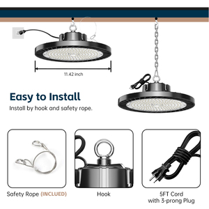 Lámpara LED UFO de Alta Luminosidad para Techos Altos, 100w 150w 200w, 120-130lm/W, Cuerpo de Aluminio, para Iluminación Industrial de Fábricas y Almacenes - Product Image 6