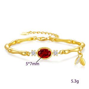 9 Pulseras Ajustables de Plata 925 con Baño de Oro, con Piedra Natural Ovalada de 5*7mm, Joyería Fina para Mujer, Regalo para Fiesta - Product Image 6