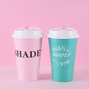 papier kopjes koffie roze Suppliers-Dubbele Gecoat Wegwerp Koffie Koude En Warme Drank Verpakt Melk Thee Kartonnen Beker Met Deksel