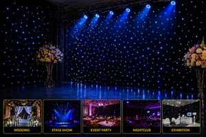 Telón de Fondo LED RGB con Cortina de Estrellas, Luz Blanca Cálida y Azul, Tela Negra con Efecto de Luz de Estrellas para Cabina de Fotos, Escenario, DJ, Control Remoto DMX - Product Image 4
