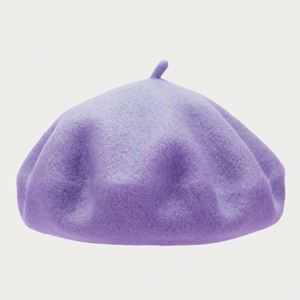 New Arrival Women's Wool Beret Hat Solid Color Plain French Style with Custom Logo and Embroidered Pattern - Product Image 3