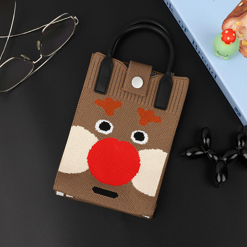 [แบบพกพาแฟชั่น] 92304สีน้ำตาลแดงจมูกกวาง (พกพาสีดำ)