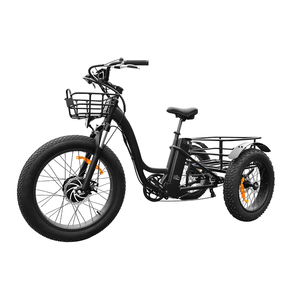 नई सबसे अच्छा बेच 500w 750w तीन पहिया वसा टायर साइकिल/26 इंच वयस्कों बिजली Tricycle/इलेक्ट्रिकल कार्गो बाइक