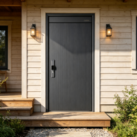 Porte d'entrée blindée sur mesure, résistante aux intempéries, avec âme en acier et finition en bois massif, pour villas de villégiature