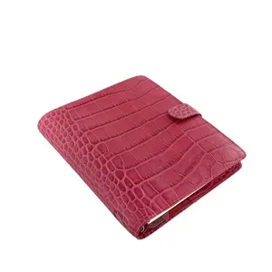 Perencana Kulit A5 Mode Sampul Binder Croc Timbul Merah Notebook Perencana Hari dengan Logo Kustom