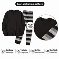 Ensemble de pyjamas assortis pour la famille, à rayures noires et grises, avec taille élastique, en polyester doux et respirant, pour hommes, femmes et enfants