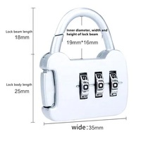 Mini cadenas à combinaison à 3 chiffres, à levier unique, en alliage de zinc, à code réinitialisable, pour bagages, valises, sacs à dos, tiroirs, salle de sport