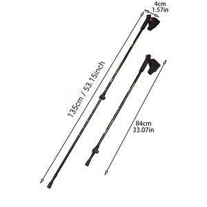 Bâtons de randonnée réglables en alliage d'aluminium avec embout en caoutchouc pour la marche en plein air, aide à la marche extensible en deux sections - Product Image 2