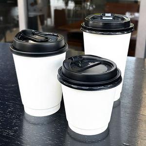 Gobelets en papier jetables personnalisés pour café, gobelets en papier kraft double couche, écologiques, gobelets à emporter avec couvercles pour les cafés - Product Image 3