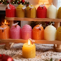 Fournitures pour la fabrication de bougies, lot de 12 bougies artisanales en cire d'abeille pour décorations et cadeaux de fêtes, Noël, Hanouka, Kwanzaa