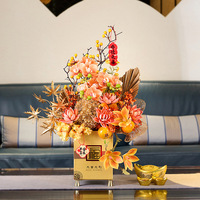 Chanceux nouvel an chinois 2026 maison/bureau décoration fleur dans une boîte-cadeau carrée décor artificiel Flor pour cheval lunaire nouvel an