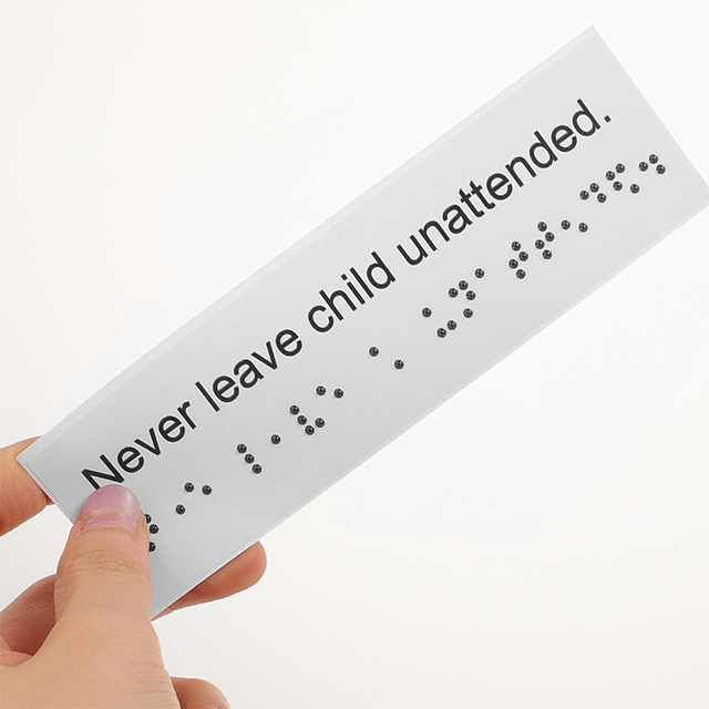 Wire-Drawing Aluminum Braille Signs 14x4cm Embossed for Visually Impaired in Schools & Public Places