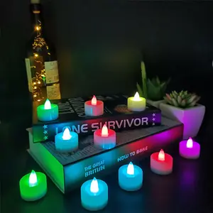 Vela parpadeante sin llama para Navidad y San Valentín, vela LED de cera con llama de baile de Color, 3D