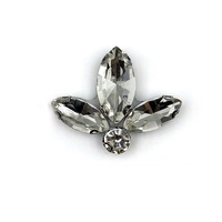 Applique en strass 3D thermocollante en verre, motif fleur et feuille, pour vêtements et robes de mariée