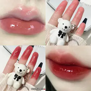 Phổ Biến Bán Buôn Giá Trị Nghệ Thuật Dễ Thương Gấu Sáng Bóng Nước Glow Plumping Lip Gloss Plumper Lip Men Son Môi Lỏng Với Móc Chìa Khóa