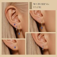 Pendientes de Plata 925 con Baño de Oro para Mujer, con Circonita Azul, Juego de Pendientes Exóticos, Brillantes, Misteriosos y Personalizados