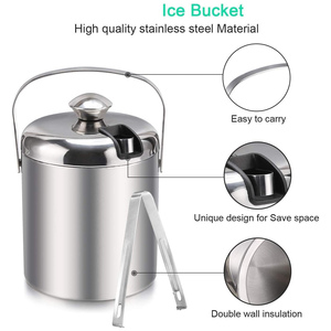 Factory Direct 304 Stainless Steel Champagne Ice <b>Bucket</b> Outdoor Party Large 3L Metal Beer Whisky Wine Ice <b>Bucket</b> <b>with</b> <b>Lid</b> - Product Image 3