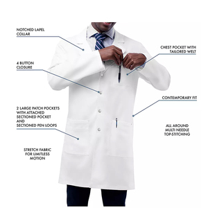 Blouses de Laboratoire Médicales Blanches Personnalisables OEM, Uniformes d'Hôpital pour Hommes - Combinaison de Laboratoire - Product Image 1