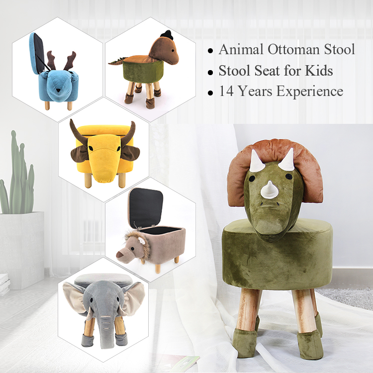 Farmhouse Kids Footstool Adorable Animal Stool Kids Wooden