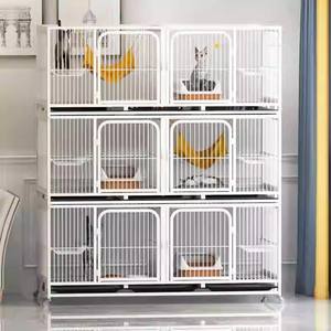 Toptan büyük istiflenebilir sergi açık klinik galvanizli kedi kafesi 3-Piece Set 2-Layer kedi kafesi - Product Image 4