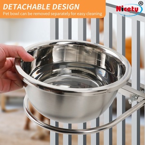 Paslanmaz çelik ağır asılı evcil hayvan kaseleri köpekler kediler için yavru gıda ve su besleyici bulaşık için kanca ile kulübesi sandık kafes - Product Image 2