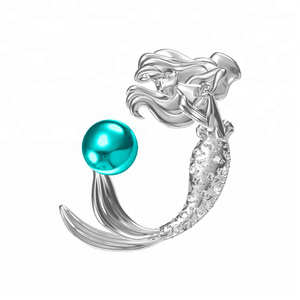 Sirène conceptions 925 pendentif en argent mount pearl <span class=keywords><strong>Ariel</strong></span> princesse collier 18kgp montage bijoux - Product Image 1