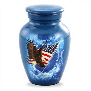 Urna Funeraria Azul con Diseño de Águila Americana y Bandera, Recipiente para Cenizas de Adultos, Recuerdo Funerario, Urna Pequeña - Product Image 3