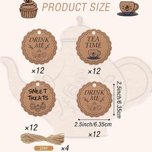 Etichette Regalo Personalizzate 'Drink Me Eat Me' per Tè e Dolci, Decorazioni Marroni per Tea Party, Etichette per Tazze e Torte - Product Image 2