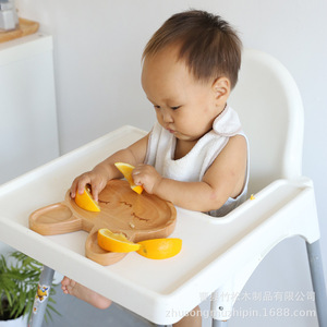 Bandeja de madera para comida de bebé con forma de animal de dibujos animados para niños, plato para servir comidas ZS0327 - Product Image 2
