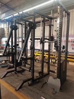 Machine Smith Commerciale Multifonctionnelle 3-en-1 avec Power Rack et Crossover par Câble, Pile de Poids en Acier 140 kg, pour Musculation Bras, Triceps et Abdos