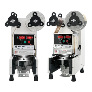 Máy dán nắp ly tự động Máy dán nắp ly sữa chua nhựa tự động Thiết bị trà sữa trân châu Máy dán nắp ly 90/95mm - Product Image 1