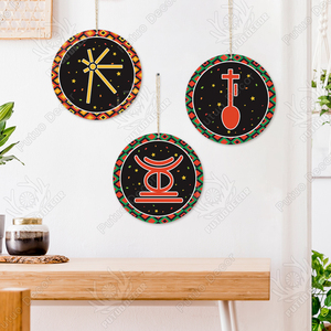 Kwanzaa celebración redonda pared de madera principios de arte placa de madera signo hogar colgante decoración de pared - Product Image 6