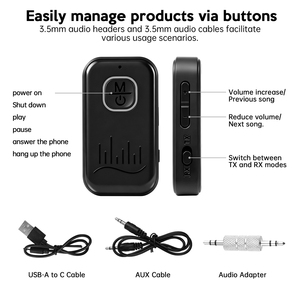 RT10 Nuevo Adaptador Bluetooth Auxiliar para Coche, Mini Transmisor y Receptor <span class=keywords><strong>de</strong></span> Audio Bluetooth 6.0 Portátil y Manos Libres - Product Image 6
