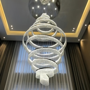 <span class=keywords><strong>Lustre</strong></span> sur mesure moderne pour escalier, plafond haut, villa de luxe, grand <span class=keywords><strong>lustre</strong></span> LED en cristal personnalisé - Product Image 5