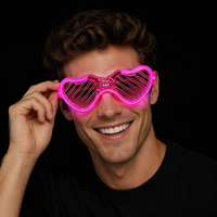 Lunettes à volets lumineux LED en plastique, phosphorescentes à lumière froide, en forme de cœur, pour les fêtes, vente en gros