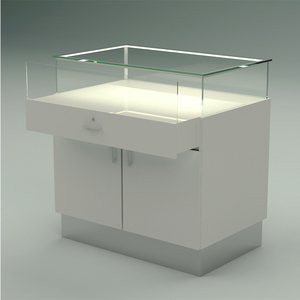 Vetrina <span class=keywords><strong>nera</strong></span> dell'esposizione dei gioielli del pavimento di vetro di legno della gioielleria di lusso al dettaglio con la serratura - Product Image 6