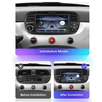 Autoradio Android 7 Pouces pour Fiat 500 Abarth 2007 - 2015 Unité Principale Multimédia CarPlay Sans Fil Lecteur Vidéo Navigation